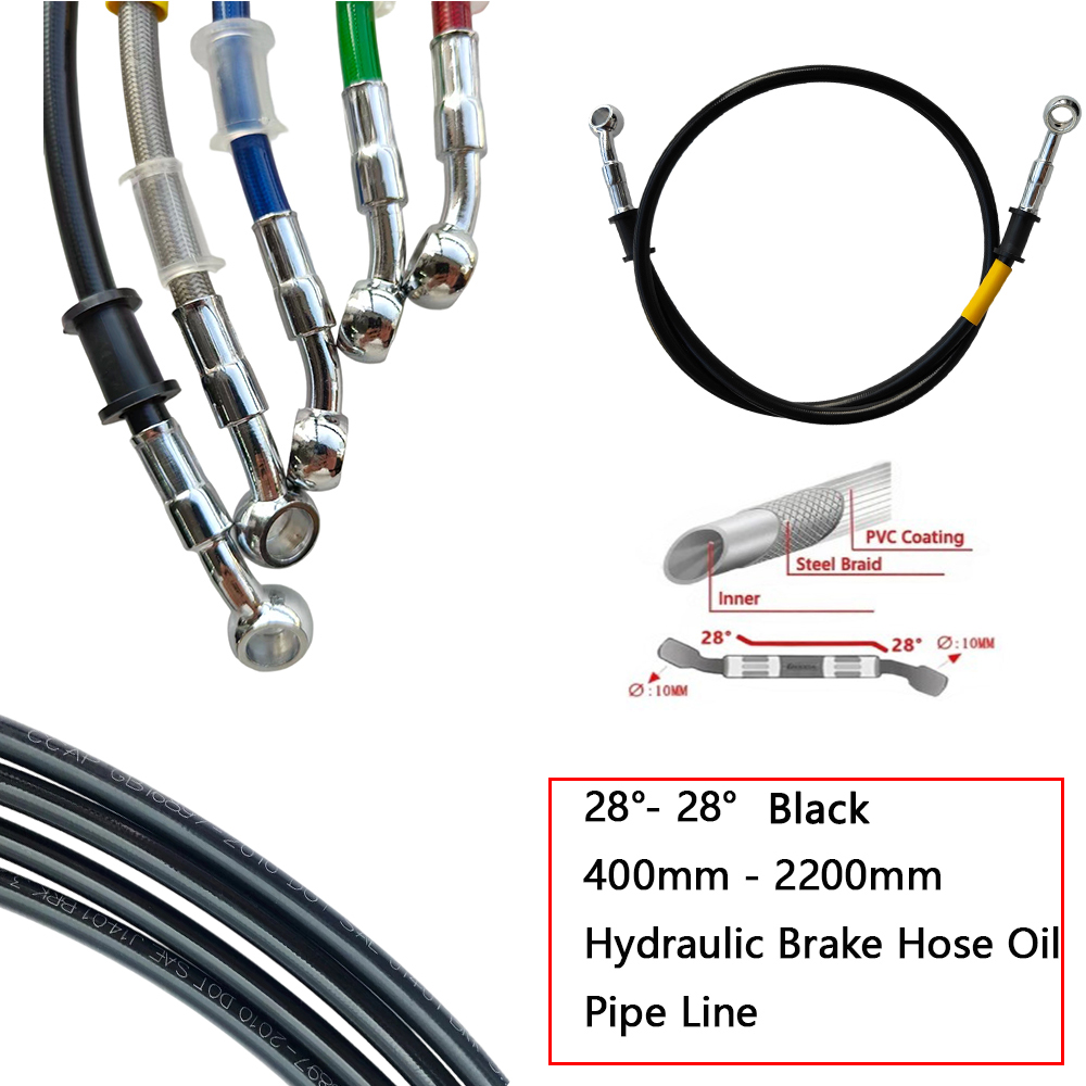 Brake Line Motorcycle - 28 ° -28 ° Siyah Örgülü